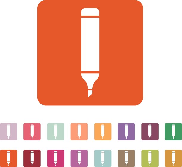 标记图标钢笔和铅笔荧光笔图片下载