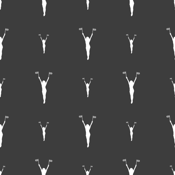 赛车引脚女孩与旗帜图标标志无缝图片下载