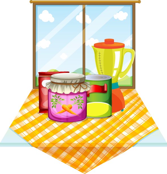 靠窗的桌子，里面有食物图片下载