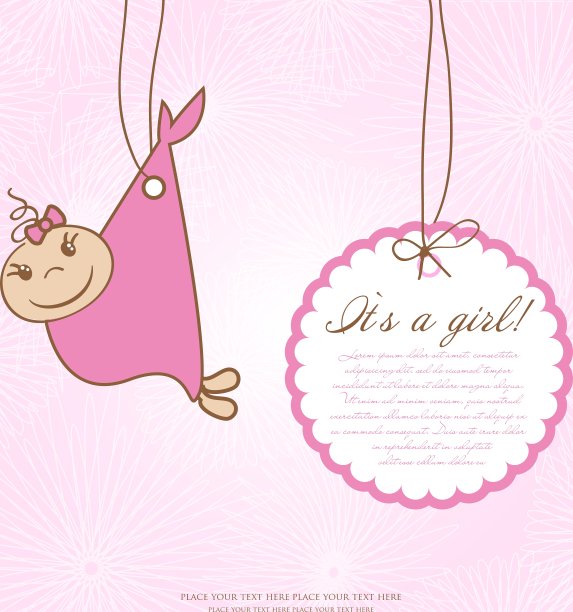 有脚踏板和框架的女婴淋浴卡图片下载