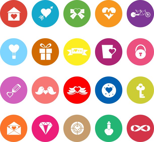 爱和心的平面图标上的白色背景图片下载