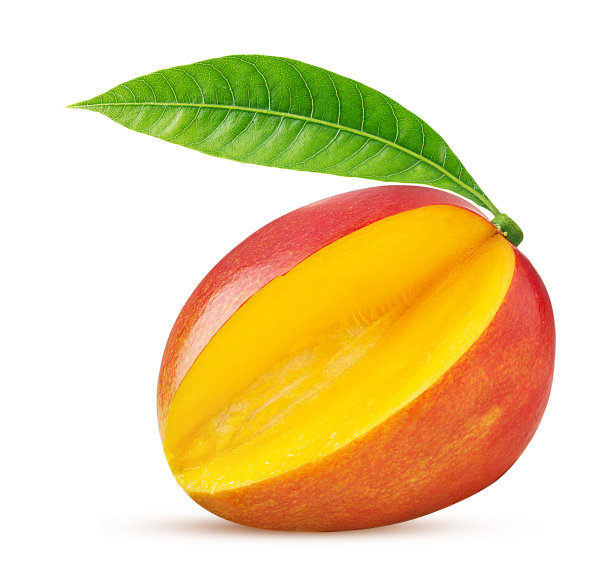 四分之三带有叶子的芒果图片下载
