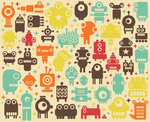 太空机器人彩色背景图片下载