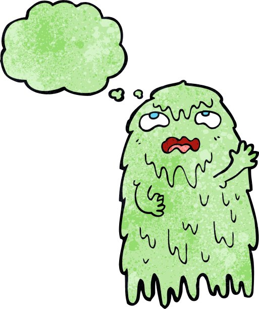 粗鄙的卡通鬼与思想泡泡图片下载