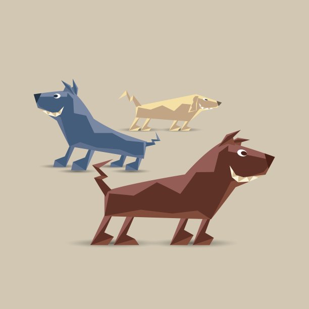 低多边形狗设置图片下载