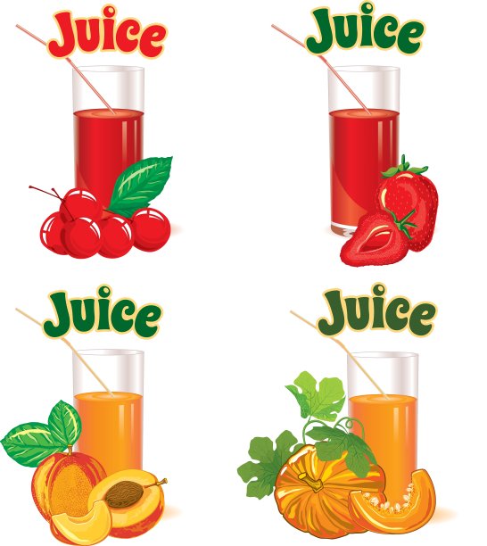 玻璃杯樱桃，草莓，桃子，南瓜图片下载