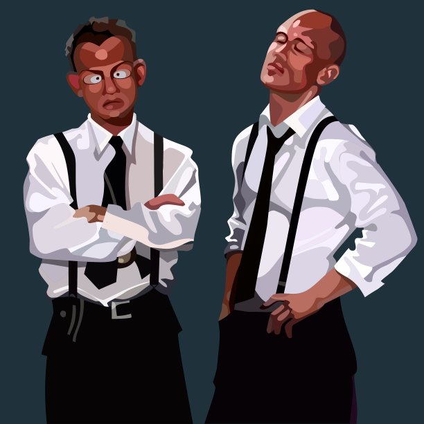 卡通版的两个穿白衬衫打领带的男人图片下载