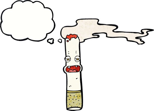 卡通香烟人物与思想泡泡图片下载