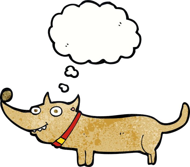 卡通快乐的狗与思想泡泡图片下载