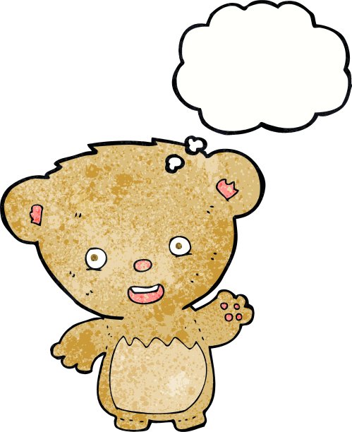 卡通泰迪熊挥舞着思想泡泡图片下载