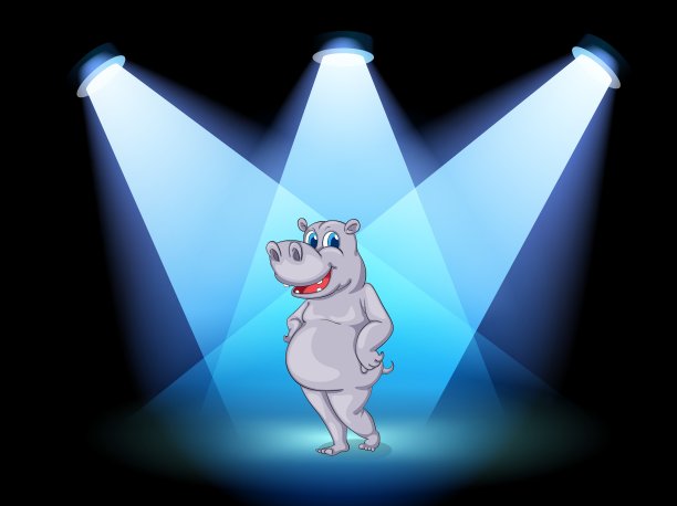 一个河马站在中间的舞台图片下载