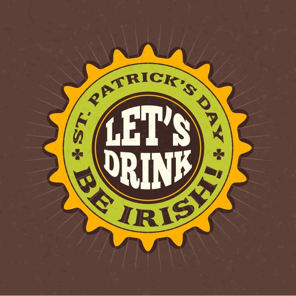 圣帕特里克节复古的节日徽章设计图片下载