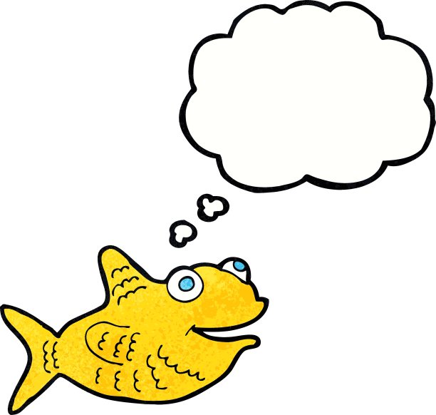 卡通快乐鱼与思想泡泡图片下载