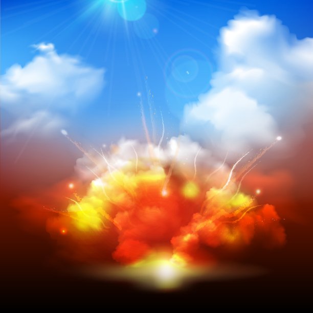 爆炸的云朵和蓝天的旗帜图片下载