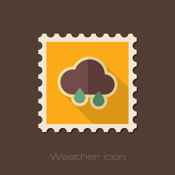 气象天气扁平雨云印章图片下载