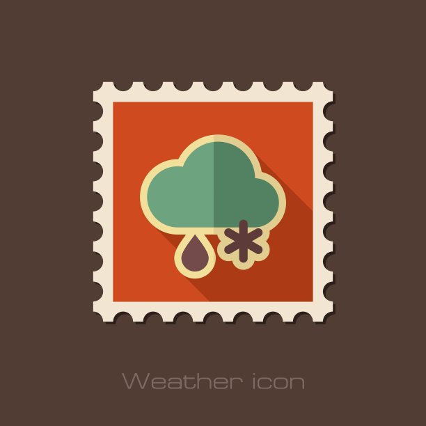 云雪雨扁平印章气象天气图片下载