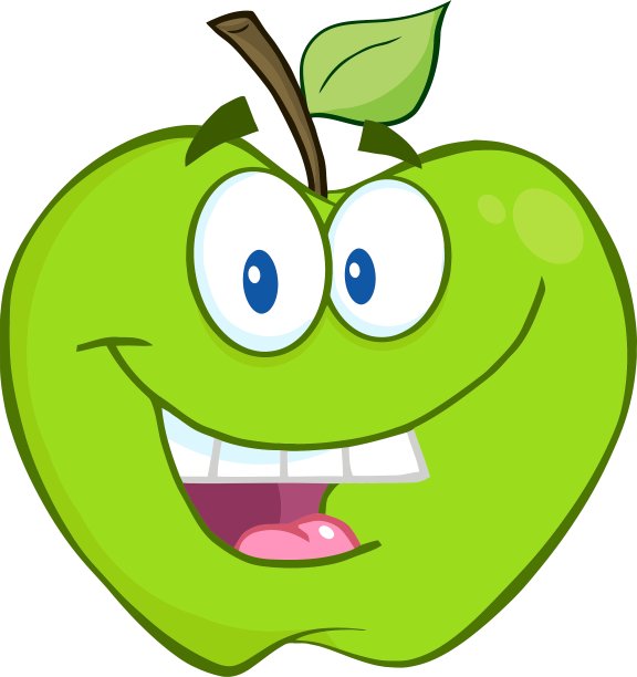 微笑的绿苹果卡通人物图片下载