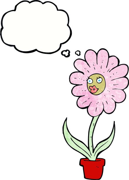 卡通花与思想泡泡图片下载