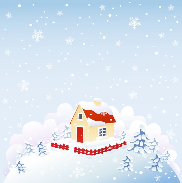 冬天的可爱的房子图片下载