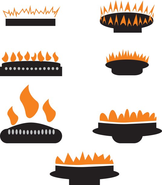 一套燃气图标与燃烧器图片下载