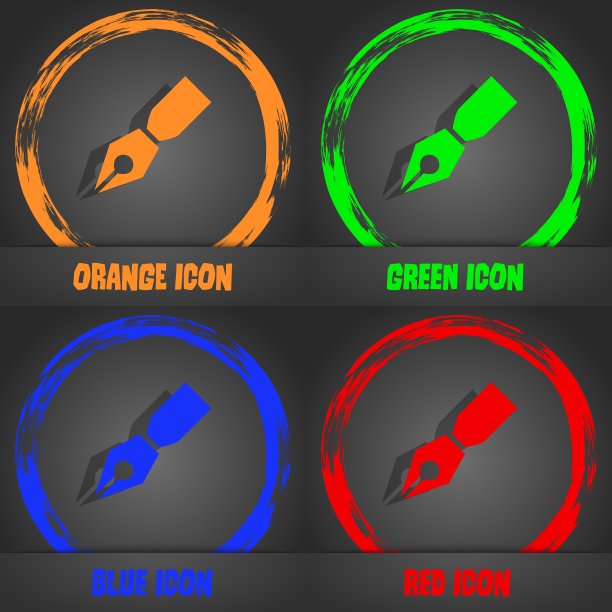 钢笔图标时尚的现代风格在橙色图片下载