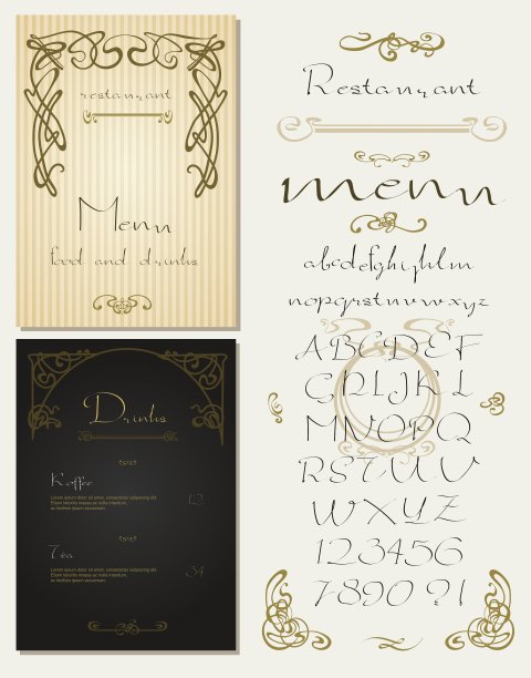复古风格的餐厅菜单图片下载