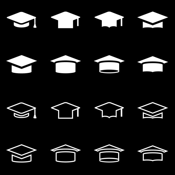 白色学士帽图标合集图片下载