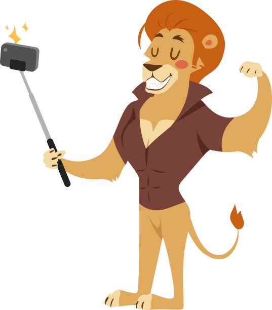 自拍照片拍摄的狮子年轻有力的男子图片下载