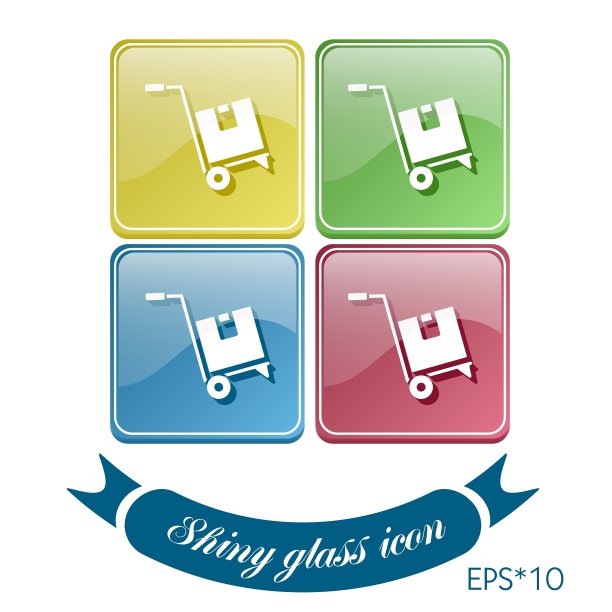 卡车与盒子物流图标图片下载