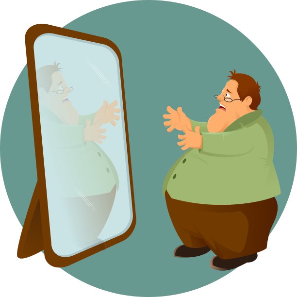 有镜子的胖子图片下载