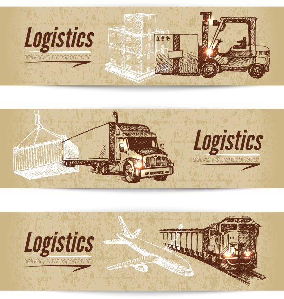 速写物流和配送横幅图片下载