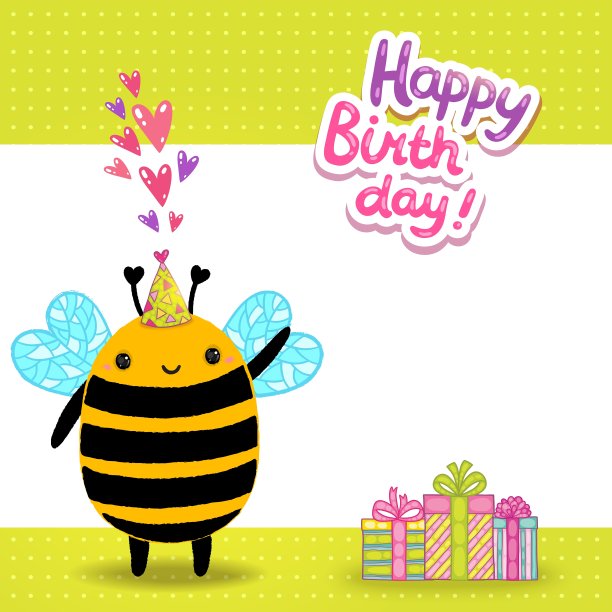 生日贺卡的背景是一只蜜蜂图片下载