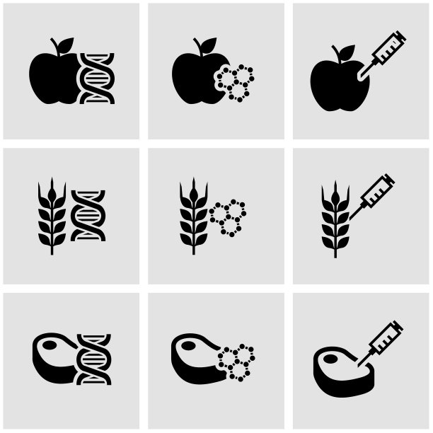 黑色转基因食品图标集图片下载