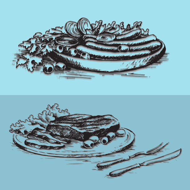 菜单上的食物手绘图图片下载