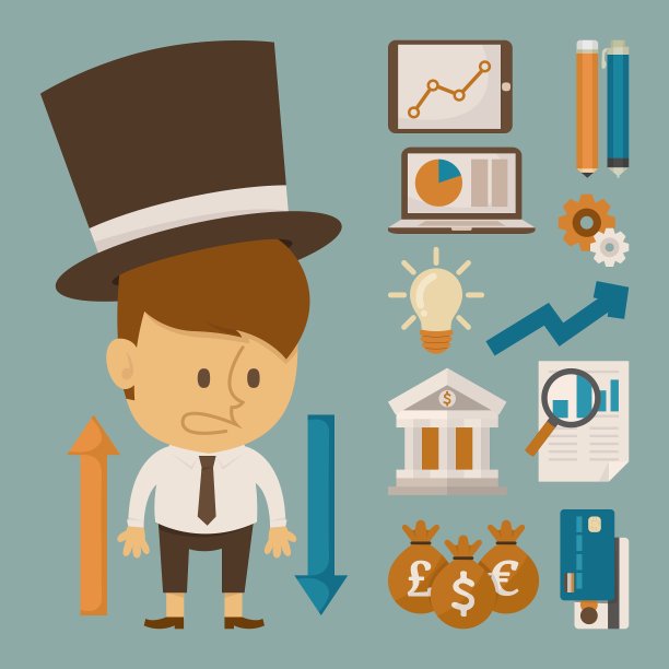 商人和工具字符平面设计图片下载