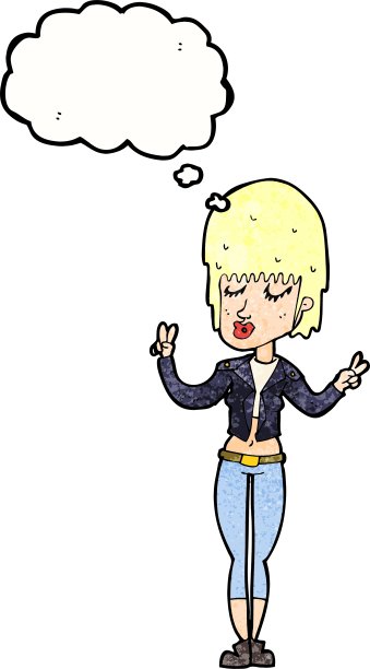 卡通酷女孩与思想泡泡图片下载