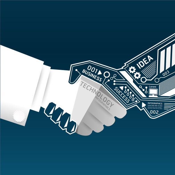 创造性的握手抽象电路技术图片下载