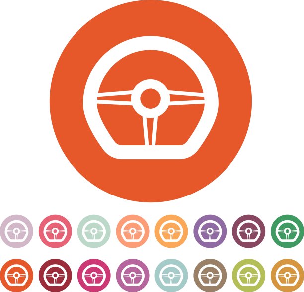 方向盘图标汽车标志平坦图片下载