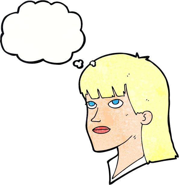 卡通严肃的女人带着思想泡泡图片下载