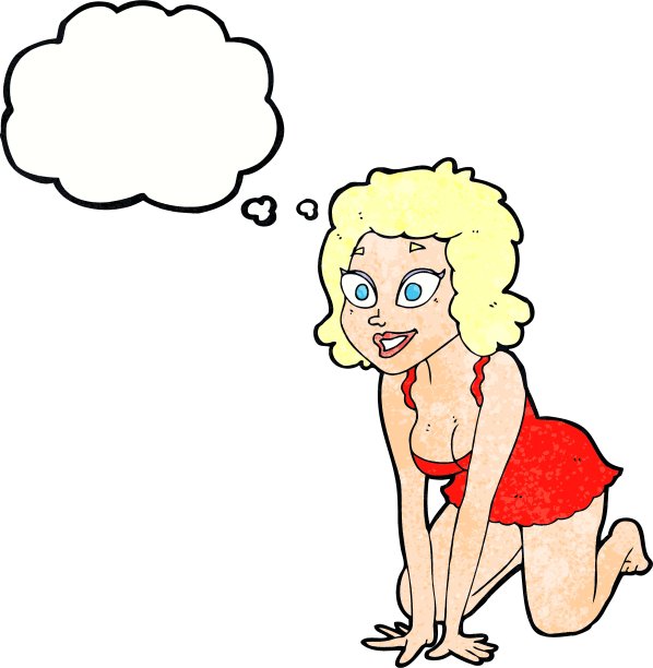 卡通有趣的性感女人与思想泡泡图片下载