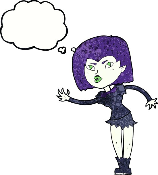 卡通吸血鬼女孩与思想泡沫图片下载