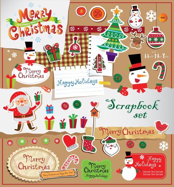 圣诞节剪贴簿设置图片下载