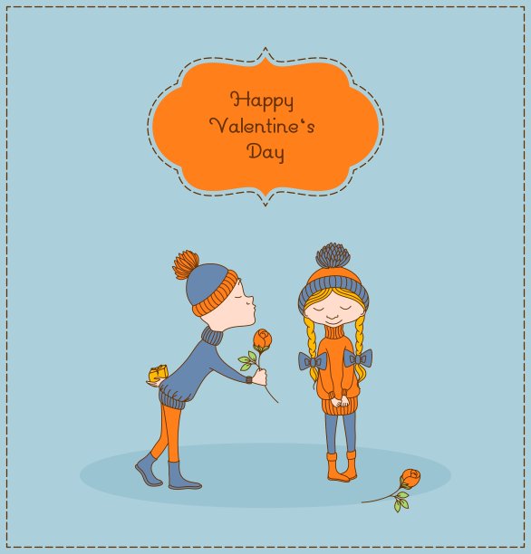 在情人节，男孩送花给女孩图片下载