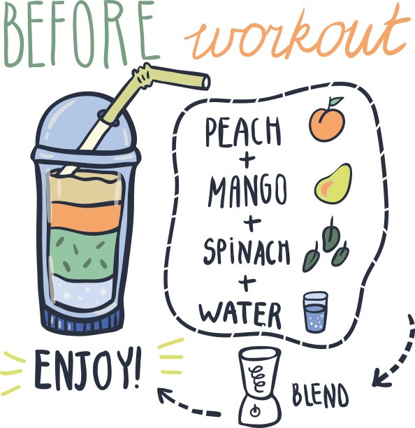 锻炼前手绘冰沙食谱图片下载