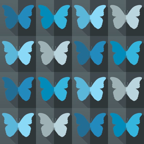 平面风格无缝图案与蝴蝶图片下载