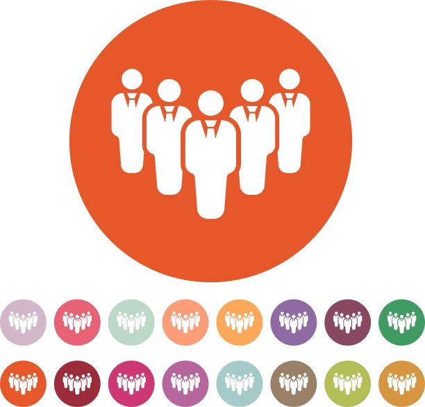 团队图标Leader和主要符号Flat图片下载