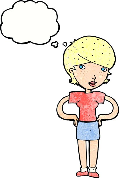 卡通女人手放在屁股上思考图片下载