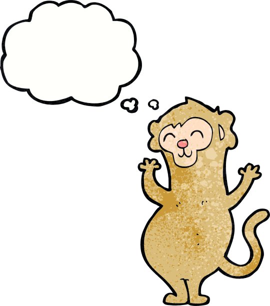 卡通猴子与思想泡泡图片下载