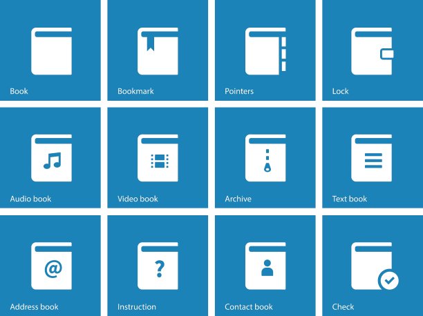 蓝色背景上的书籍图标图片下载