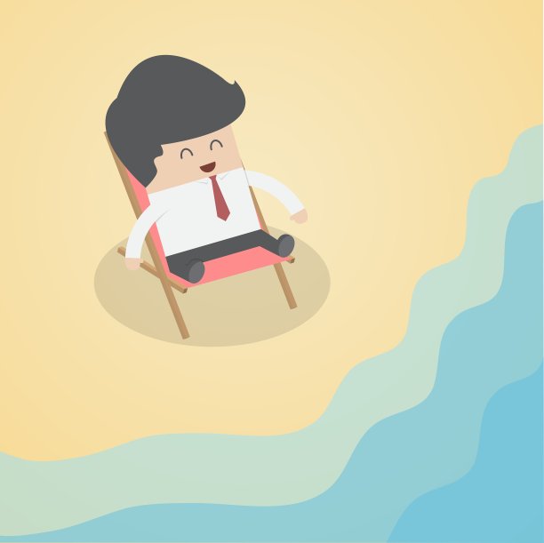 在海滩上休息的商人图片下载